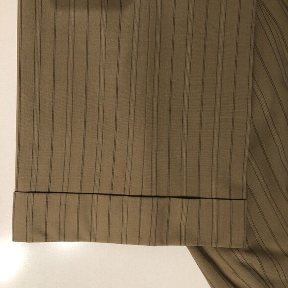 Ann Taylor Loft Striped Straight Leg Cuffed Mid-Rise Trousers Tan + Green Sz 6 - Picture 2 of 10